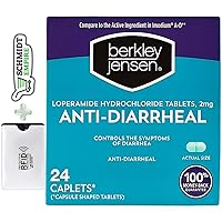 Berkley Jensen Loperamide Hydrochloride Anti-Diarrheal 2 mg Tablets, 24 ct. + 1 Card Protector SchmiidtEmpire + Sticker (Pack of 1)