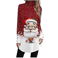 Fall Tops For Women Christmas Turtle Neck Long Sleeve Western Shirts Holiday Casual Work Oversized Sweatshirt