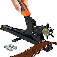 XOOL Revolving Punch Plier Kit, Leather Hole Punch Set for Belts, Watch Bands, Straps, Dog Collars, Saddles, Shoes, Fabric, DIY Home or Craft Projects, Heavy Duty Rotary Puncher, Multi Hole Sizes Make