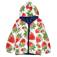 Botanic Boys Fleece Coat Fresh Strawberry Zip-Up Hoodie Girls Outerwear Kids Hooded Jacket 3-10T
