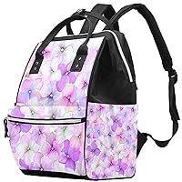 Baby Diaper Bag Maternity Nappy Backpack, Tote Travel Bag for Women Men Color Purple Flower