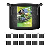 iPower 12-Pack 5 Gallon Grow Bags Heavy Duty Thickened Aeration Nonwoven Fabric Pots with Nylon Handles, for Planting Vegetables, Fruits, Flowers, Black
