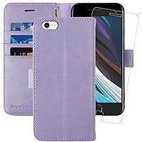 MONASAY Wallet Case Compatible for iPhone 6 /iPhone 6s, 4.7-inch, [Glass Screen Protector Included] [RFID Blocking] Flip Folio Leather Cell Phone Cover with Credit Card Holder, Lavenders