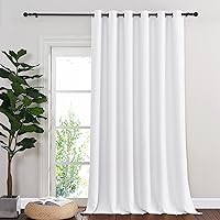 Sliding Door Curtain Window Treatment, Energy Smart Thermal Insulated Extra Wide Solid Blackout Curtains/Drapes for Patio Door (1 Panel, Pure White, W80 x L95)