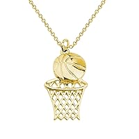 Basketball Lovers Gifts Necklace Basketball Hoop Sports Pendant Necklace Sports Jewelry Gifts for Men Boy Women Girl