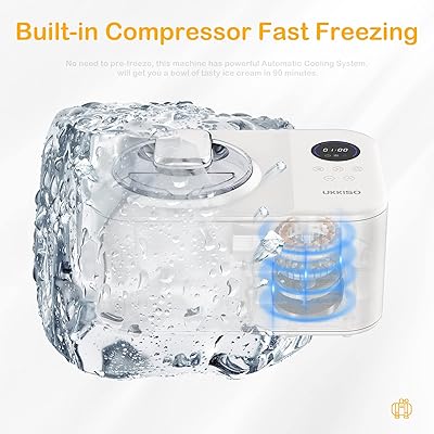 UKKISO Ice Cream Maker for Home: 1.2 Quart Automatic Ice Cream Maker  Machine with LCD Display, Stainless Steel Homemade Ice Cream Maker Machine  with