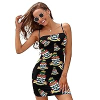 Cayman Islands Coat of Arms Slim Slip Dress for Women Sexy Mini Dress Backless Sundress Summer Dresses