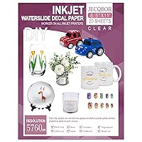 Hayes Paper, Waterslide Decal Paper Inkjet Clear 20 Sheets Premium Water-Slide Transfer Transparent, Printable, A4 Size