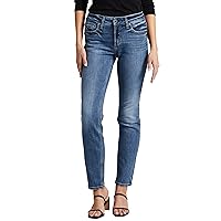 Silver Jeans Co. Women's Suki Mid Rise Curvy Fit Straight Leg Jeans