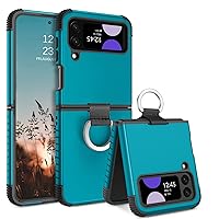 GUAGUA Compatible with Samsung Galaxy Z Flip 3 Case 5G 6.7 Inch Hybrid 2 in 1 Hard PC Soft TPU Heavy Duty Rugged Shockproof Full-Body Protective Phone Cover for Samsung Z Flip3, Deep Blue/Black
