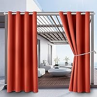 Waterproof Outdoor Curtain W52 x L84 - Grommet Top Sunlight Blocking Window Treatment Drapes Blackout Curtains for Home Bedroom Living Room Outdoor Patio Porch Pergola Cabana Gazebo (Orange, 2 Panels)