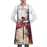 Hands Print Novelty Kitchen Apron with Pockets for Women Cooking Baking Gardening Adjustable