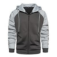 Hoodies For Men Zip Up, Men's Lightweight Color Block Hoodie Gym Sport Sweatshirt Drawstring Jacket With Pockets