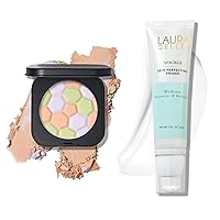 LAURA GELLER NEW YORK Prime + Set Duo: Filter Finish Pressed Radiant Setting Powder + Spackle Skin-Perfecting Super-Size Makeup Primer, Hydrate