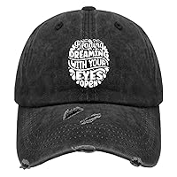 Reading is Dreaming with Your Eyes Open Hats for Mens Washed Distressed Baseball Caps Low Profile Washed Workout Hat Light Weight