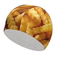 Crinkle Cut Crispy Golden Fried Potato Chips Women's Swim Cap Long Short Hair Bathing Swimming Caps for Men