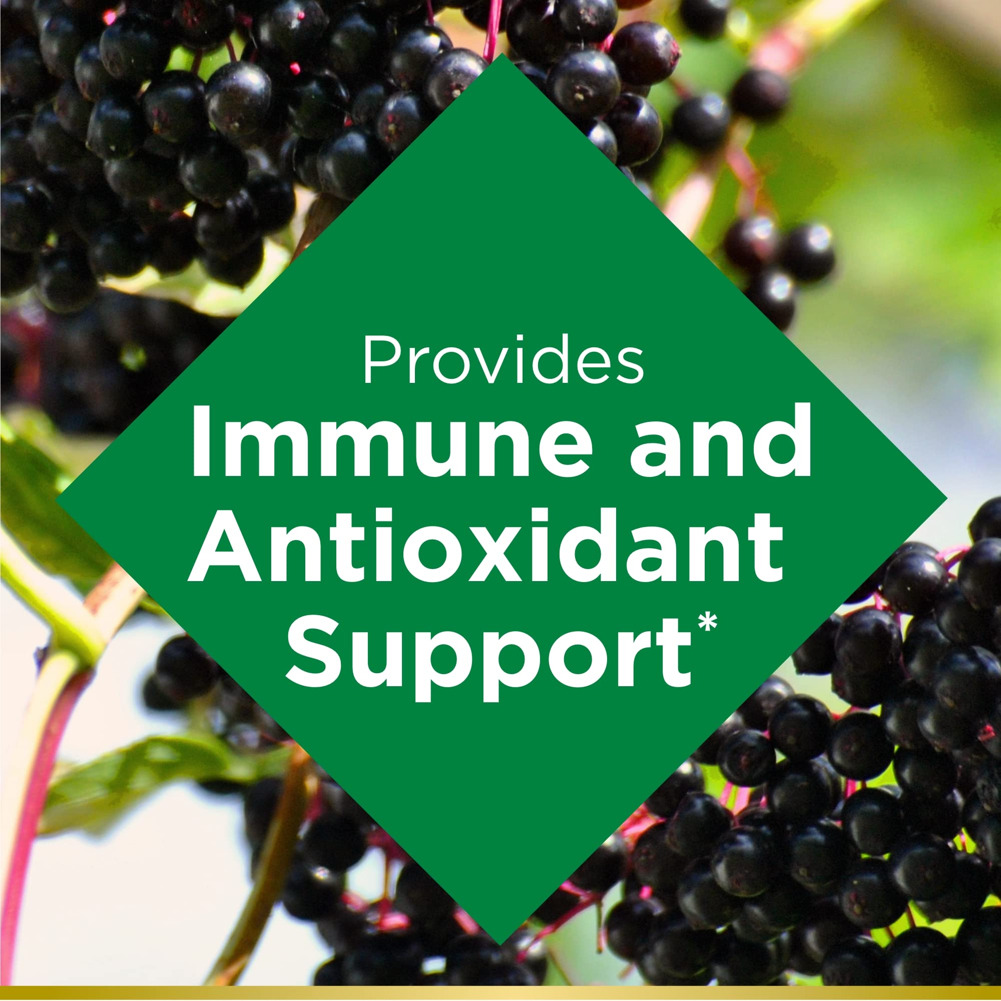 Nature’s Bounty Elderberry Gummies, Immune Support, Contains Vitamin A, C, D, E and Zinc, 40 Gummies