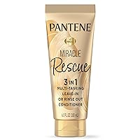 Pantene Miracle Rescue 3 in 1 Leave In Conditioner, Rinse off Conditioner, Heat Protectant for Hair, Detangler, Anti Frizz, Moisturizing, For All Hair Types, Safe for Color Treated Hair, 6.0 fl oz