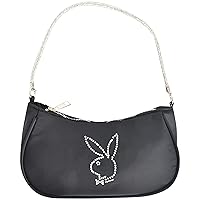 Playboy Shoulder Bag, Women's Purse Handbag with Rhinestone Carry Strap and Bunny Logo
