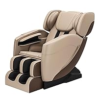 2024 Massage Chair, Full Body Zero Gravity Massage Chair with Foot Rollers, 8 Fixed Massage Roller, Heater, Bluetooth Speaker, Khaki and Brown