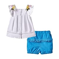 Mud Kingdom Little Girls Shorts Sets Floral Pattern Summer Sleeveless 2 Piece Outfits