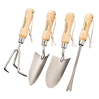 Gardening Tools - 4 Piece Heavy Duty Garden Hand Kit - Rust Resistant Garden Tool Sets with Trowel Cultivator Weeder for Flower and Vegetable Plants Care