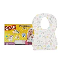 Glad for Unicorns Paper Bibs, 30 Count | Disposable Travel Paper Bibs with Cute Unicorns Design for Kids | Art & Craft Disposable Kids Bibs