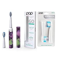Pop Sonic Electric Toothbrush (Purple Watercolor) Bonus 2 Pack Replacement Heads- Travel Toothbrushes w/AAA Battery | Kids Electric Toothbrushes with 2 Speed & 15,000-30,000 Strokes/Minute