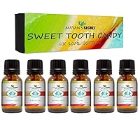 Premium Grade Fragrance Oil -Sweet Tooth Candy- Gift Set 6/10ml Cotton Candy, Bubble Gum, Monkey Farts, Cake, Salton Water Taffy, Christmas Ribbon Candy