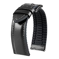 BINLUN Leather Watch Bands 14mm-22mm Soft Silicone-Lined Sweatproof Quick Release Leather & Rubber Hybrid Watch Straps Premium SmartWatch Bands 6 Colors Men Women