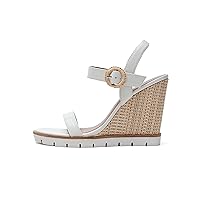Linea Paolo - EMELY - Women'S Minimalist Strappy Woven High Wedge Heel Leather Sport Sandals