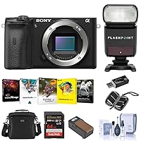 Sony Alpha a6600 Mirrorless Camera - Bundle with Flash, Shoulder Bag, 64GB SD Card, Extra Battery, Charger, Corel PC Software Kit, Cleaning Kit, SD Card Case, Card Reader