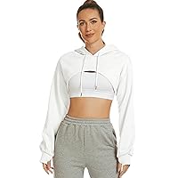 Flygo Crop Top Hoodies for Women Long Sleeve Pullover Super Cropped Hoodie Sweatshirt Tops
