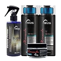 Truss Deluxe Prime Champagne Blond Hair Toner Treatment Bundle with Miracle Shampoo and Conditioner Set and Hair Mask