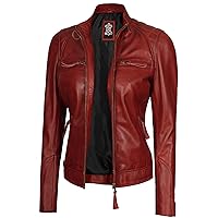Decrum Leather Jackets For Women - Real Lambskin Motorcycle Style Casual Outfits Womens Leather Jacket