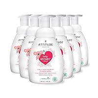ATTITUDE 2-in-1 Hair and Body Foaming Baby Wash, EWG Verified Shampoo Soap, Dermatologically Tested, Made with Naturally Derived Ingredients, Vegan, Orange and Pomegranate, 10 Fl Oz (Pack of 6)