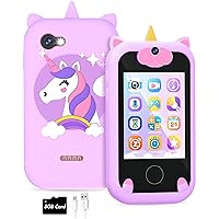 Fiechcco Gifts for Girls Age 6-8 Smart Phone Easter Christmas Stocking Stuffers for Kids Toy for Teenage 3 4 5 7 9 6 8 Year Old Birthday Gift Ideas with 8G SD Card (Purple)