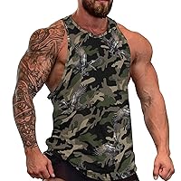 Mens Camouflage Tank Tops Funny Printed Sleeveless T-Shirt Workout Summer Moisture Wicking Casual Crew Neck Tees