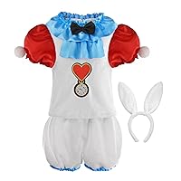 ReliBeauty Bunny Costume Wonderland for Kids Boys and Girls Easter Costume Toddler with White Rabbit Ears