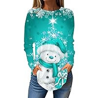 Xmas Women Sweatshirts Comfy Round Neck Shirts Festival Long Sleeve Tunic Tops Casual Teen Daily Clothes