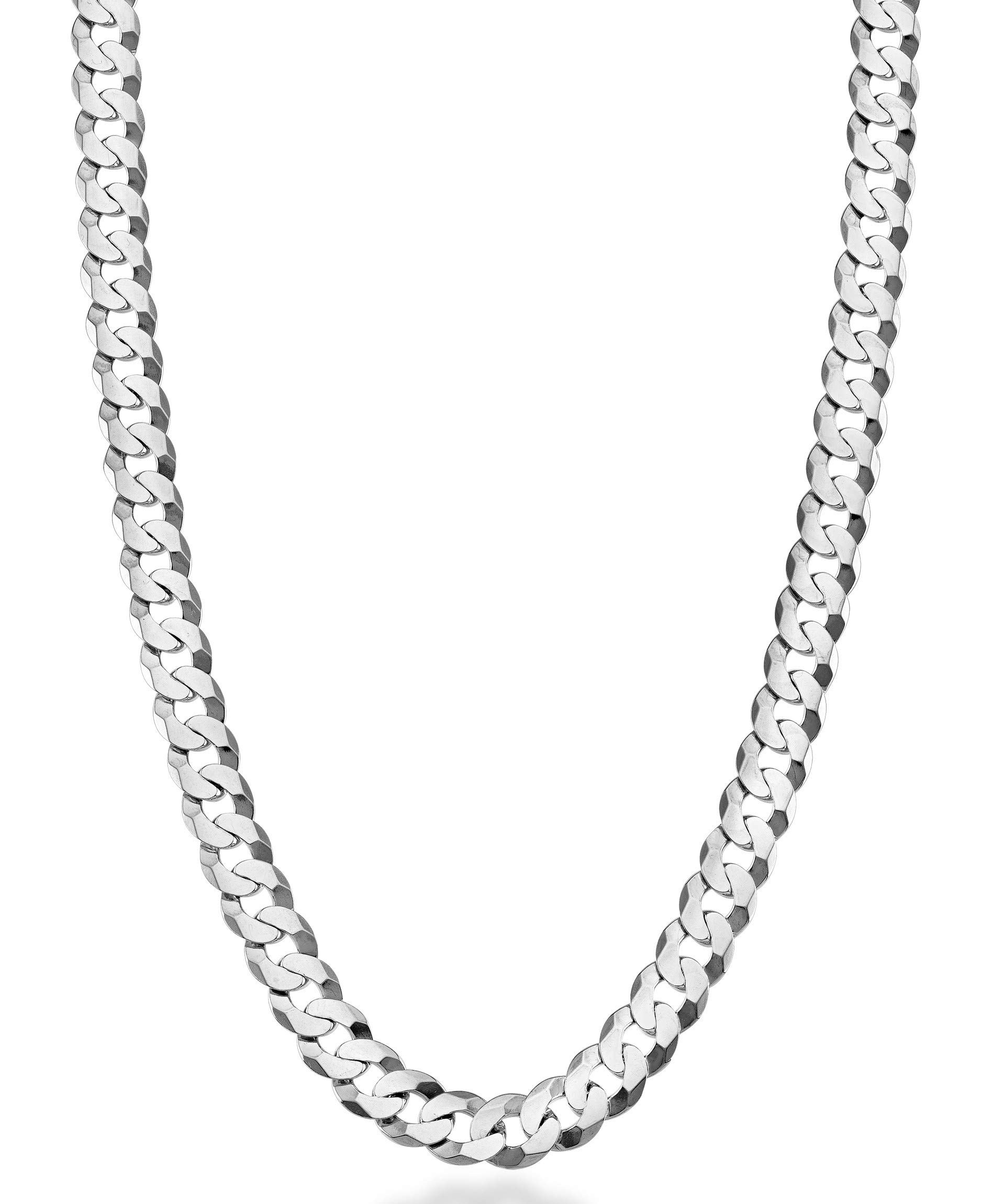 Miabella Solid 925 Sterling Silver Italian 7mm Diamond Cut Cuban Link Curb Chain Necklace for Men Women