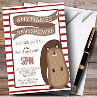 Red Stripes Squirrel Invitations Baby Shower Invitations