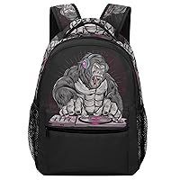 DJ Rock Gorilla(1) Backpack Casual Travel Laptop Backpack Adjustable Strap Daypack Carry on Backpack for Men Women