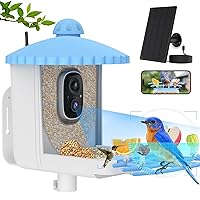 Smart Bird Feeder with Camera Solar Powered, 1080P HD AI Identify Wild Bird Feeder Camera 5000mAh, Auto Capture Bird Videos & Instant Notifications, Ideal Gift for Bird Lover
