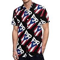 Puerto Rico Flag PR Puerto Rican Boricua Men's Shirts Short Sleeve Hawaiian Shirt Beach Casual Work Shirt Tops