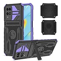 Back Case Cover Phone Holder for Oppo A54 4G Case,360° Rotatable & Detachable Sports Wristband,Military Grade Protection Heavy Duty Shockproof Phone Case Cover Protective Case (Color : Purple)