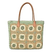 Handwoven Straw Vintage Purse Bag Bohemian Large Straw Beach Bag Chic Casual Handbag Shoulder Bag Tote Rattan Vacation Bag