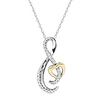 Sterling Silver 1/10ct TDW Diamond Open Infinity Heart Pendant Necklace Love Jewelry for Women Girl (I-J, I2)