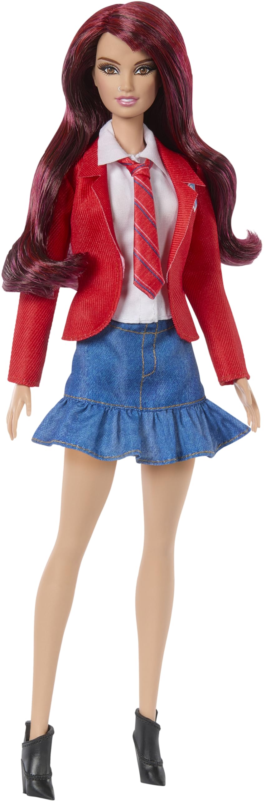 Barbie Roberta Doll Wearing Removable School Uniform with Boots, Necktie & Long Red Hair, Inspired by Rebelde & RBD