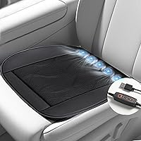 5 Fans Breathable Cooling Car Seat Cushion Car Seat Cover Ventilate Ice Silk Car Seat Cooling Pad with USB Cable Car Seat Protector for Car Seat Home Office Chair (Black)